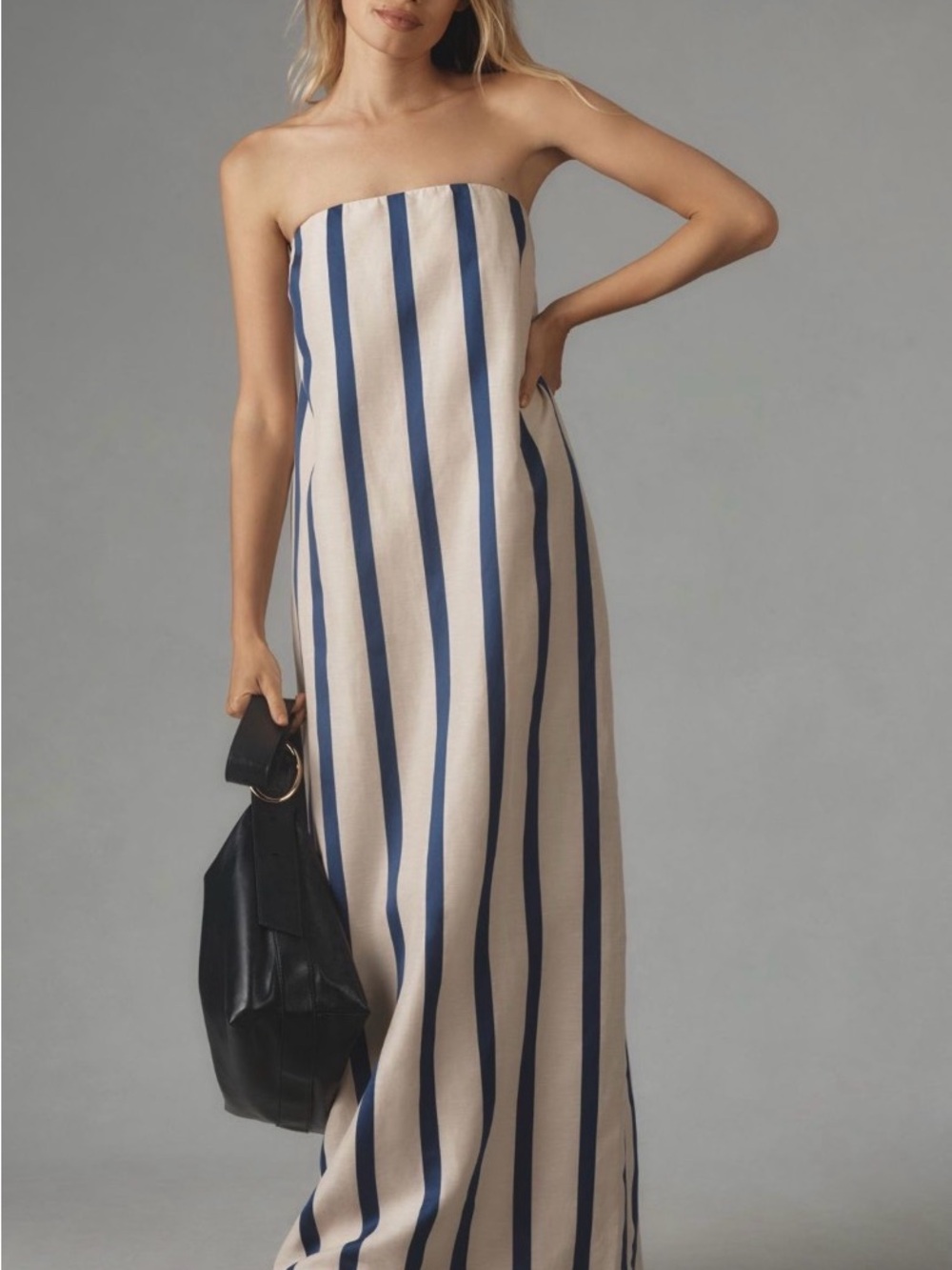 BONDI BORN Strapless Striped Linen Maxi Dress NWT $550 MSRP